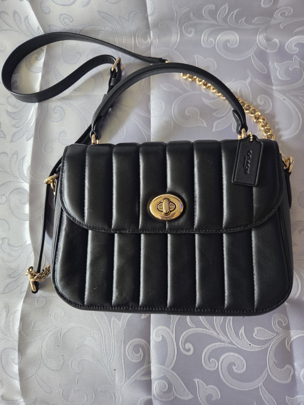 Coach Black Crossbody With Detachable Leather Strap with Gold Buckle NWT - Picture 6 of 16